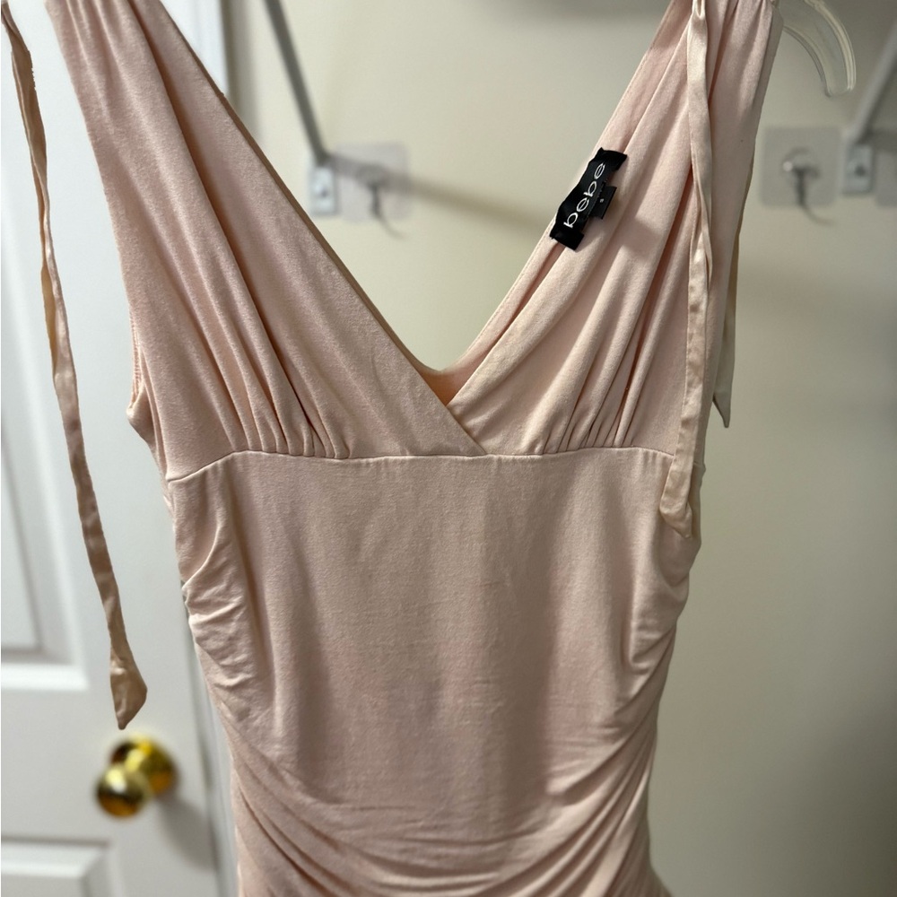 Bebe Light Pink V-Neck Dress